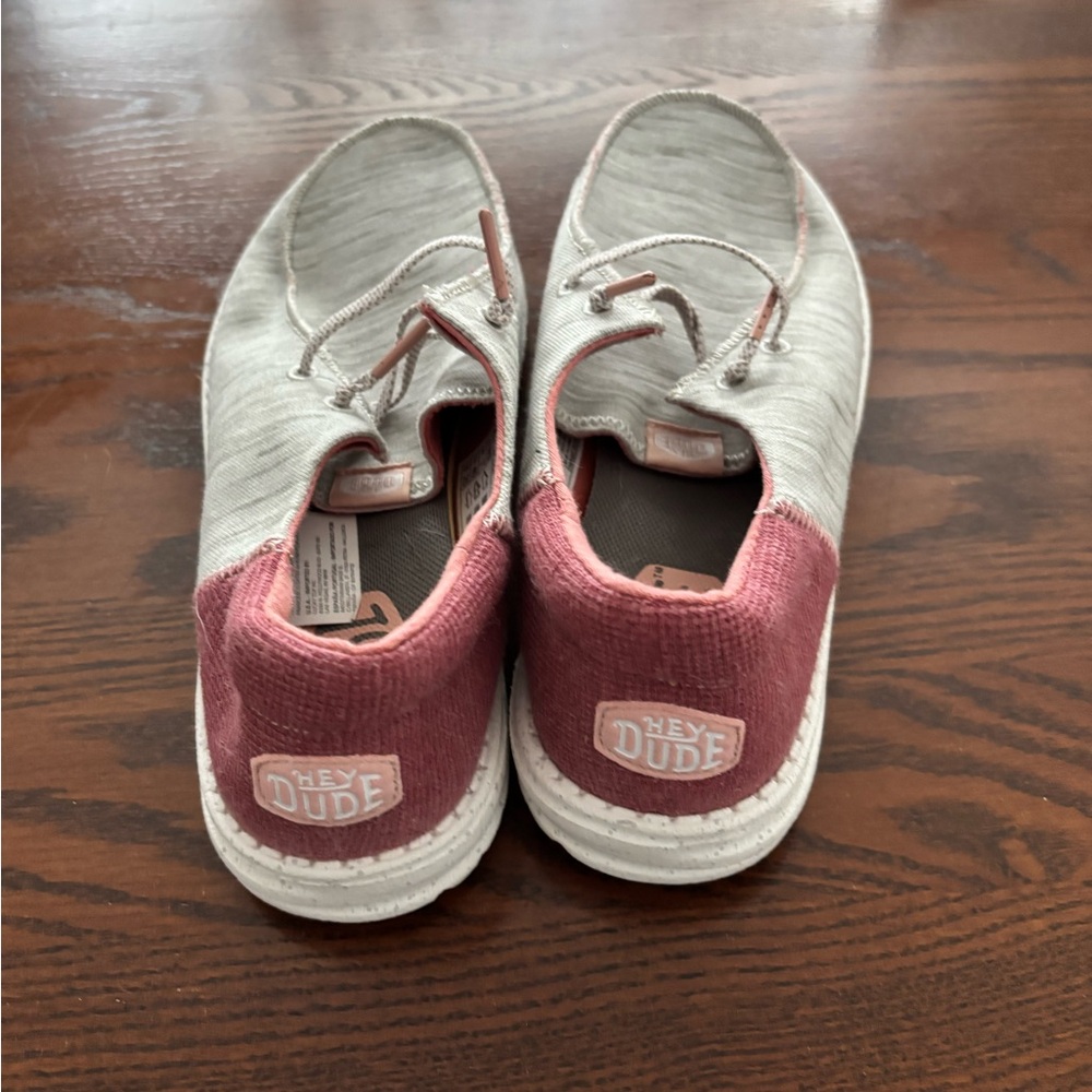 Hey Dude Pink and Gray Moccasins Lightweight Comfort